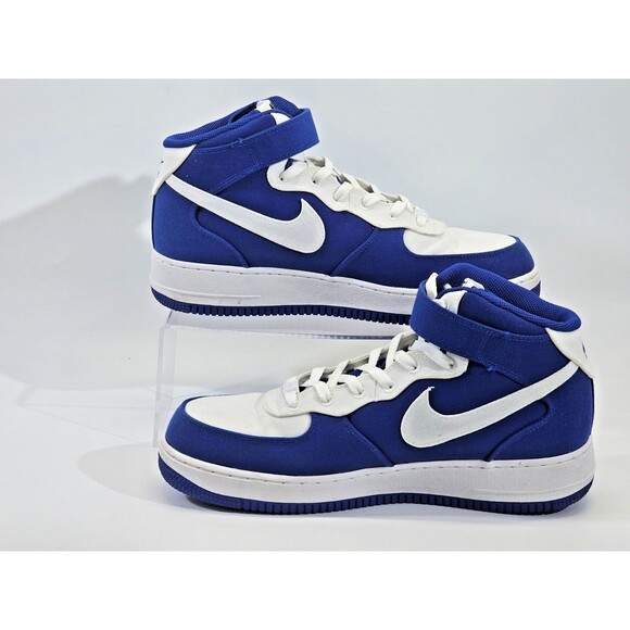 ALK Men's 10.5 Nike Air Force 1 High Royal Blue Inverse Full Canvas Sneakers EUC - Picture 2 of 10
